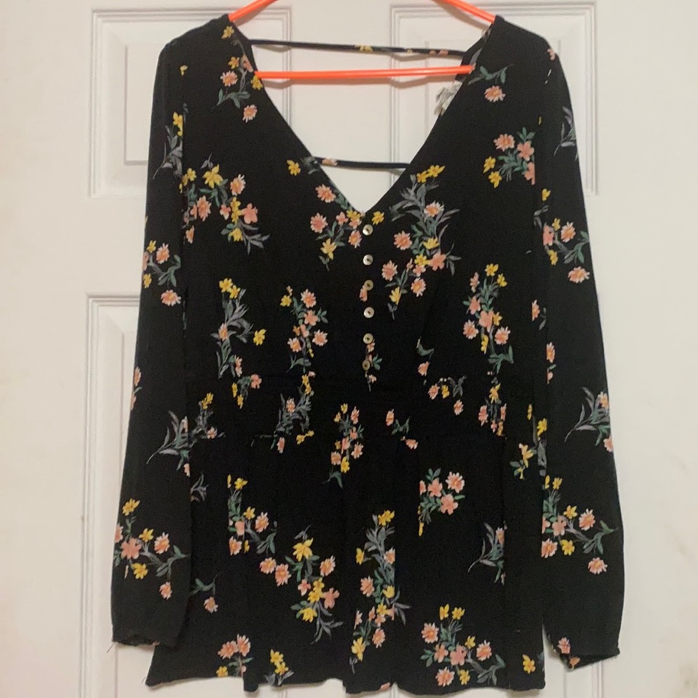 Black and floral blouse